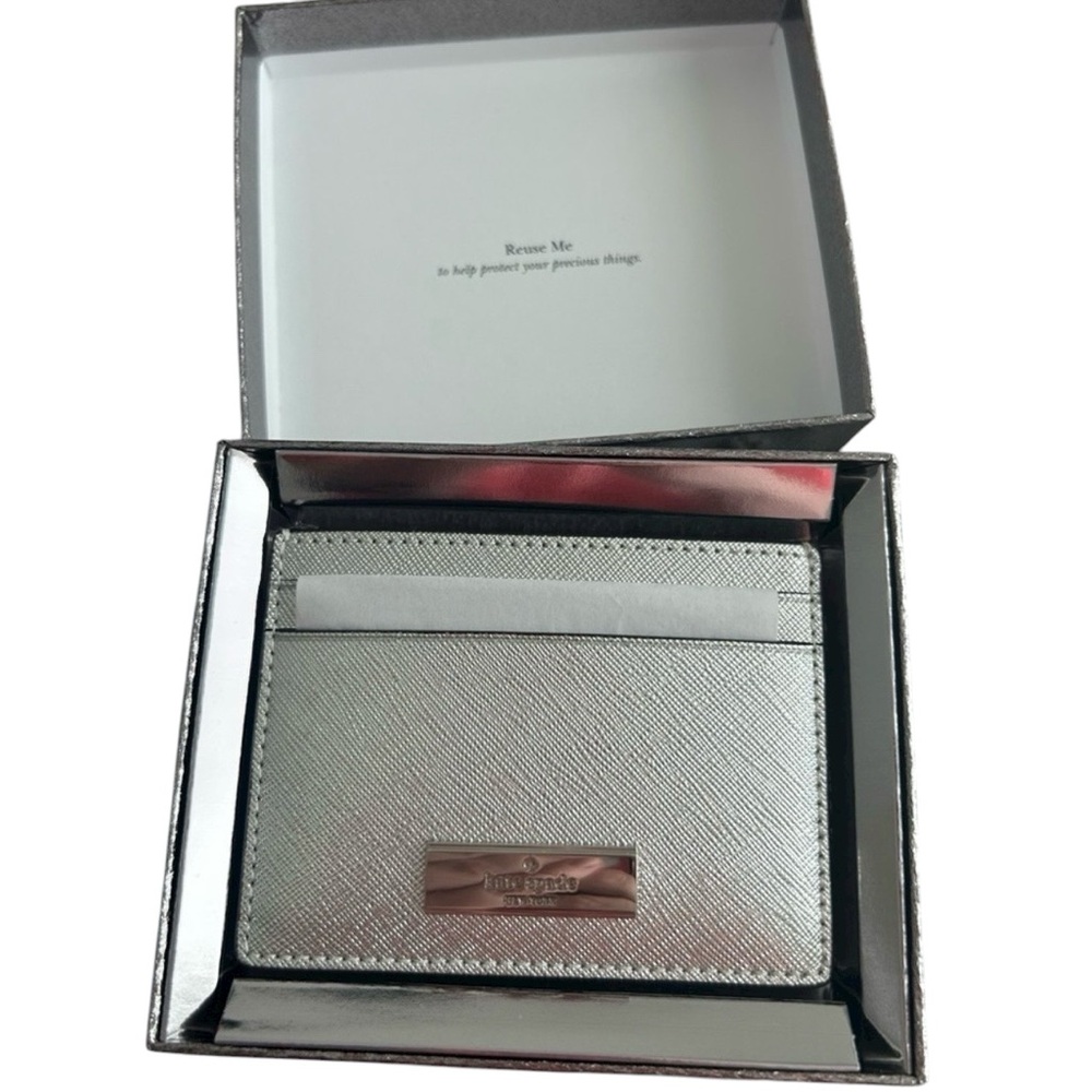 Kate Spade Kenzie Lunar light Metallic  Silver Card Holder